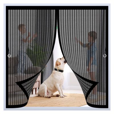 Magnetic Insect Screen for Balcony Doors, 148 x 125 cm, Adjustable, Black