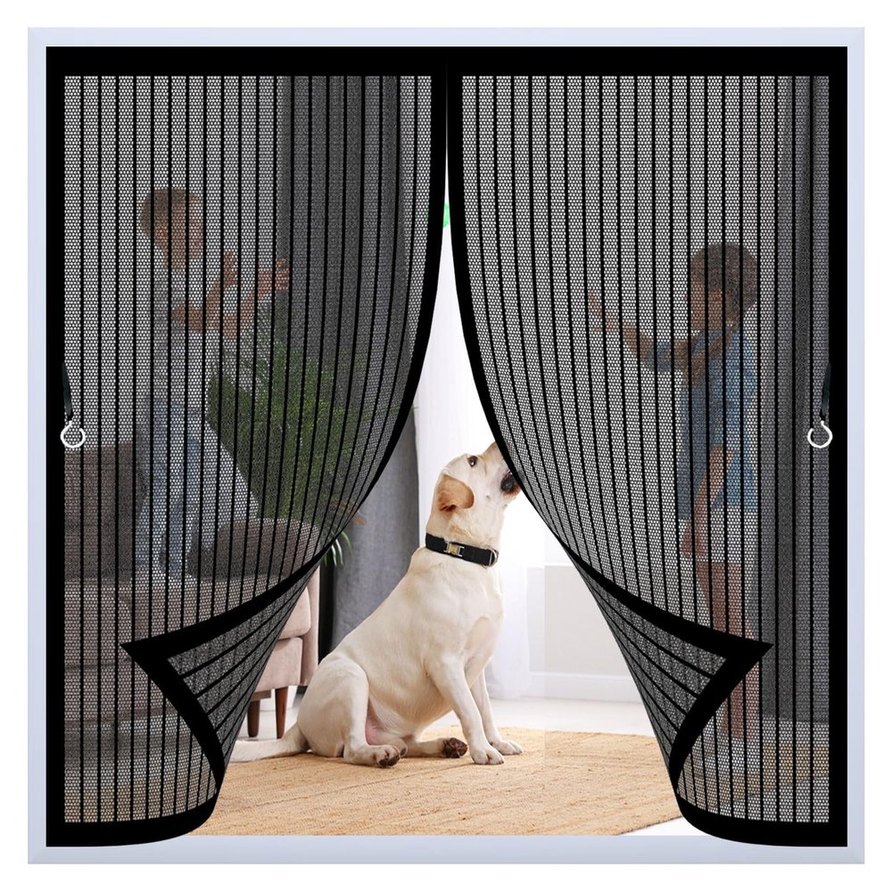 Magnetic Insect Screen for Balcony Doors, 148 x 125 cm, Adjustable, Black