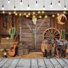 Farm Barn Cowboy Photography Backdrop, Rustic Barnyard, Autumn Wood, Wild West Birthday Party Decor, 350 x 240 cm view 1