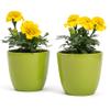 Set of 2 Green Terracotta Flower Pots, 10 cm D x 9 cm H, for Plants, Flowers and Bonsai view 1