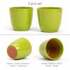 Set of 2 Green Terracotta Flower Pots, 10 cm D x 9 cm H, for Plants, Flowers and Bonsai view 4