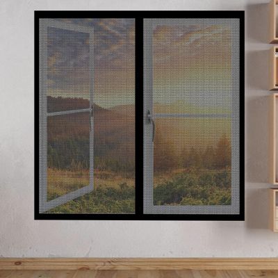 Magnetic Insect Screen for Windows, 50 x 150 cm, No-Drill, Black