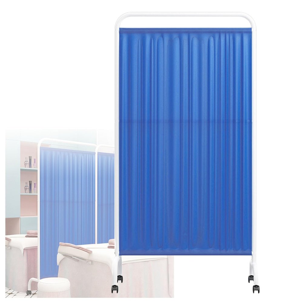 JCPQDWTD Medical Privacy Screen with 15 Panels, Freestanding Folding Partition, 1.8 m High, on Casters, for Clinics, Offices, and Beauty Salons (Dark Blue, 2 Panels)