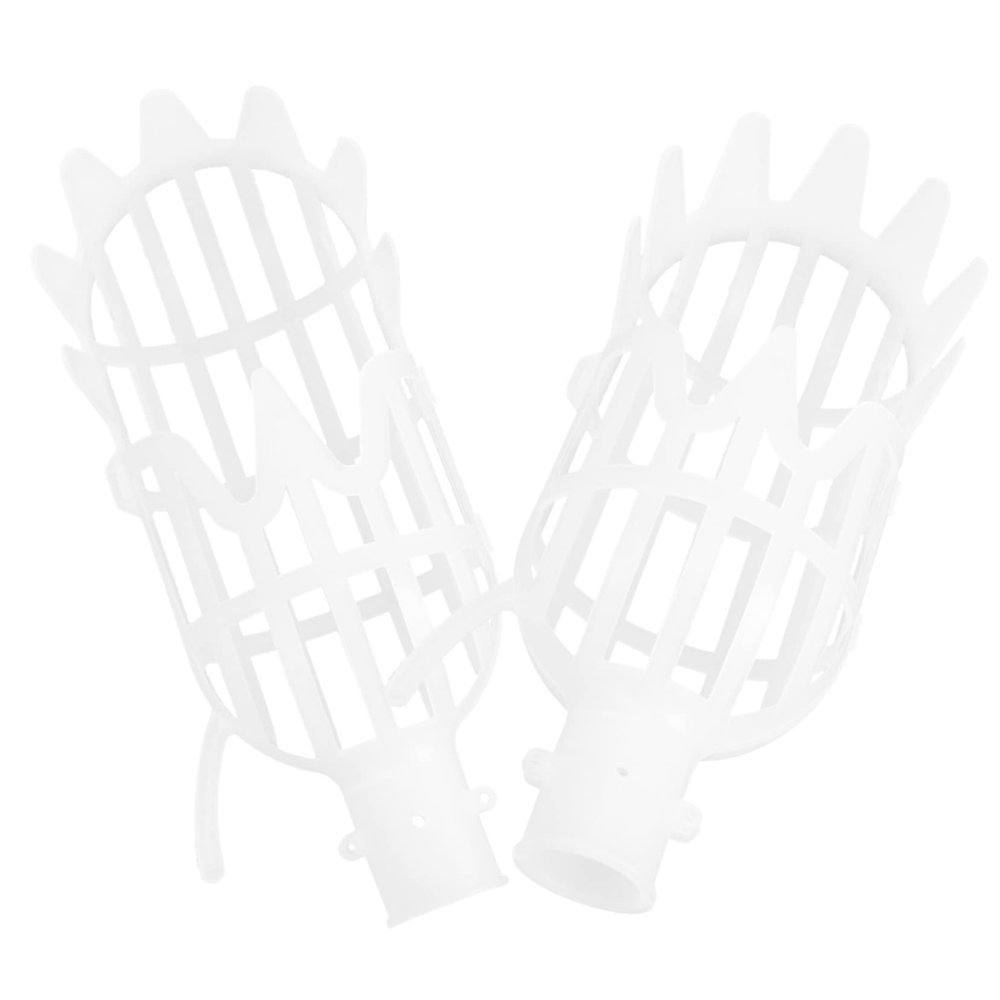 2-Piece Plastic Fruit Picker with Basket, White