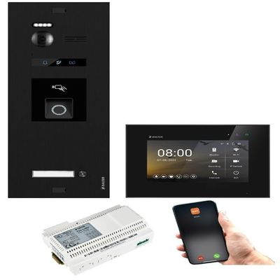 BALTER EVO HD RFID/Fingerprint Video Door Intercom, 1-Family Home, 1 Wi-Fi Monitor, Black