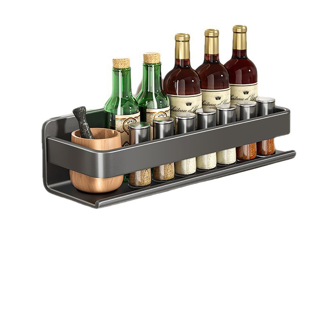 Wall-Mounted Spice Rack, Waterproof and Rust-Resistant, Gray