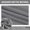Stretch Jacquard Ottoman and Footstool Cover, Light Gray, 35 x 155 cm view 2