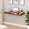 JCPQDWTD Wall-Mounted Folding Desk, Space-Saving, Small, Teak Finish view 1