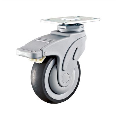 Mute Universal Plastic Caster Wheel, Non-Slip and Wear-Resistant, 1 Piece, Flat with Brake, 4 Inches