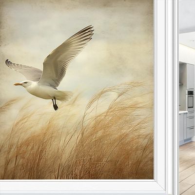 Rustic Mwe Frosted Window Privacy Film, Vintage Wild Grassland Animal Pattern Glass Covering, Static-Cling Window Sticker for Home, 70 x 100 cm