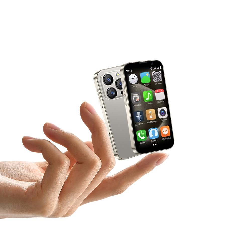 YOHOPE Mini Smartphone, 3" HD Display, Dual SIM, 2GB RAM, 16GB ROM, Facial Recognition, Wi-Fi, Gold