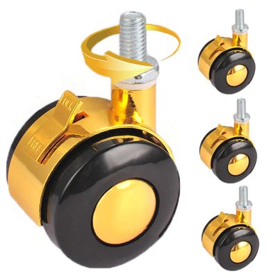 SOKNKSTF 360° Swivel Casters with Brakes, Furniture Casters, 140 kg Total Capacity, 4-Pack, M10 Gold