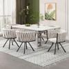 HOXINBLY Dining Chairs Set of 4, Swivel Leisure Chairs with Four Metal Legs, Beige Linen and Black view 3