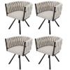 HOXINBLY Dining Chairs Set of 4, Swivel Leisure Chairs with Four Metal Legs, Beige Linen and Black view 4