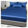 Ice Silk Satin Fitted Sheet, Solid Water Green, 99 x 190 cm view 2