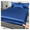 Ice Silk Satin Fitted Sheet, Solid Water Green, 99 x 190 cm view 3