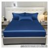 Ice Silk Satin Fitted Sheet, Solid Water Green, 99 x 190 cm view 4