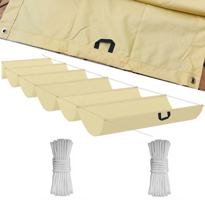 Retractable Wave Shade Sail, Adjustable UV Protection, Waterproof, Sand, 1.5 x 8.5 m