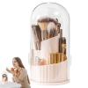 Makeup Brush Organizer, 360° Rotating Dustproof Container with Lid view 1