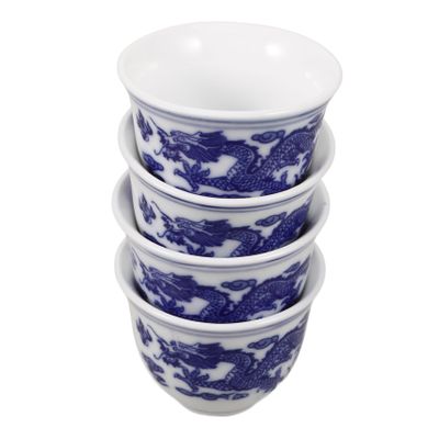 LAPYAPPE Blue and White Chinese Porcelain Teacup, 5 x 5 x 3.5 cm