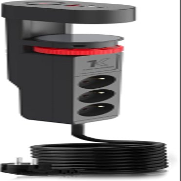 3-Outlet Power Strip with 3 USB Ports and Desk Clamp, 3680 W, Black