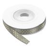 QUARKZMAN 6 mm x 9 m Polyester Satin Ribbon with Gold Dots, Dark Gray view 1