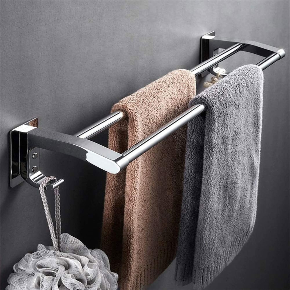 MYUYEE 24-Inch Stainless Steel Bathroom Towel Bar with Hooks