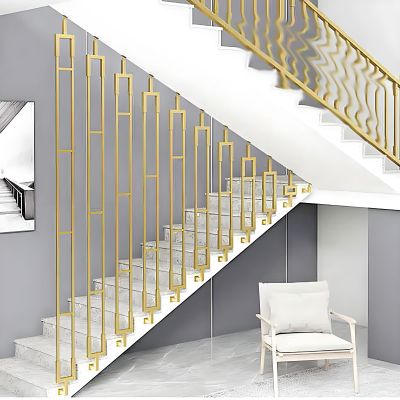 Adjustable Metal Stair Baluster Post, Side-Mounted, Gold (1 pc)