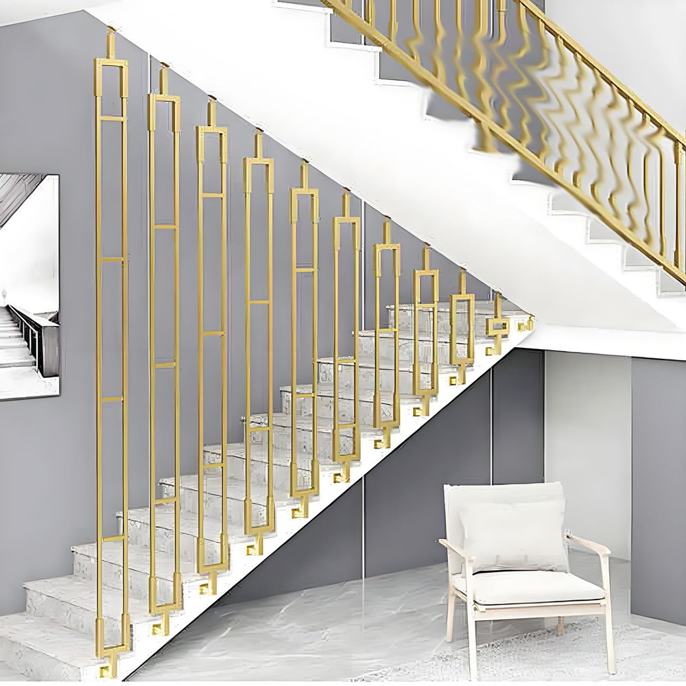 Adjustable Metal Stair Baluster Post, Side-Mounted, Gold (1 pc)