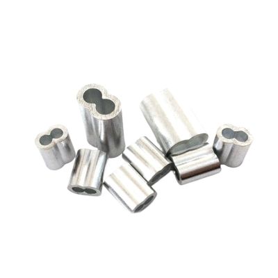 Aluminum Wire Rope Crimp Sleeves, Figure-8 Double-Hole Ferrules, 2 mm