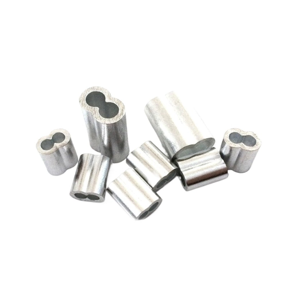 Aluminum Wire Rope Crimp Sleeves, Figure-8 Double-Hole Ferrules, 2 mm