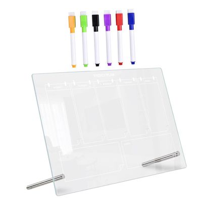 Uonlytech Transparent Acrylic Memo Board, 9-Piece Set with Whiteboard Markers and Magnetic Pins, Erasable Writing Boards for Home and Office