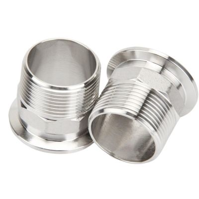 2-Piece 3/4 in (DN20) Male Thread to OD50.5 Tri-Clamp Adapter, 304 Stainless Steel