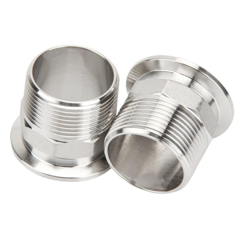 2-Piece 3/4 in (DN20) Male Thread to OD50.5 Tri-Clamp Adapter, 304 Stainless Steel