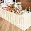 Party Table Skirt, White Pleated Ruffle Skirt for Rectangular Tables, for Parties, Weddings, and Birthdays (Pink, 9 ft; H 78 cm, L 275 cm) view 2