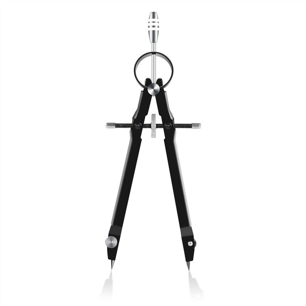 Professional Mathematics Geometry Compass Set, Precision Metal, Black