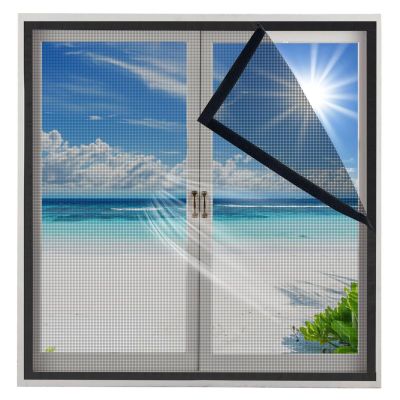 No-Drill Window Mosquito Screen, 105 x 175 cm, Black