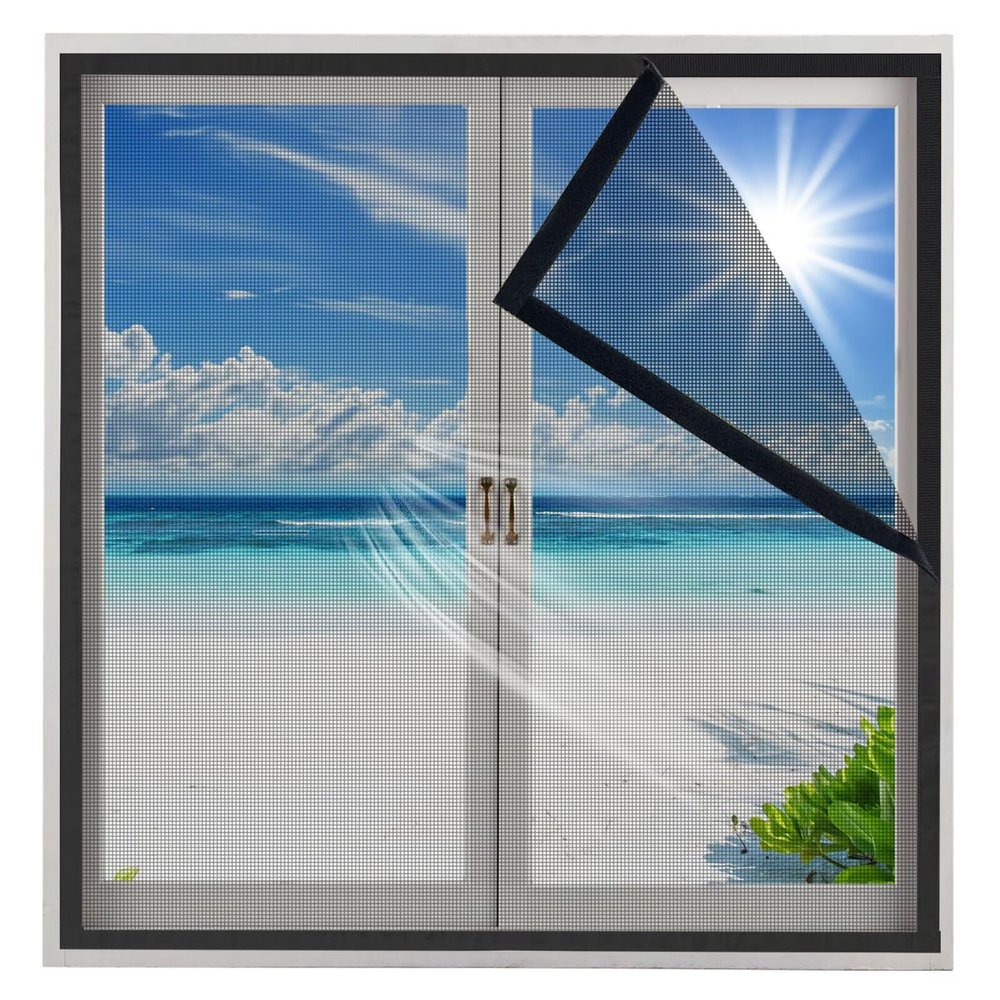 No-Drill Window Mosquito Screen, 105 x 175 cm, Black