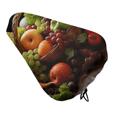 Bicycle Seat Cover, Colorful Fruit and Vegetable Design, Waterproof with Drawstring