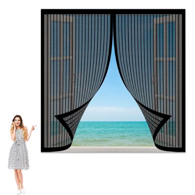 Magnetic Insect Screen for Windows, 245 x 200 cm, Black, No Drilling