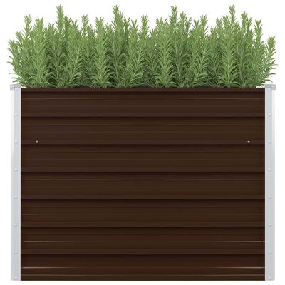 Xichuzi Brown Raised Garden Bed, 100 x 100 x 77 cm, Galvanized Steel - 45712