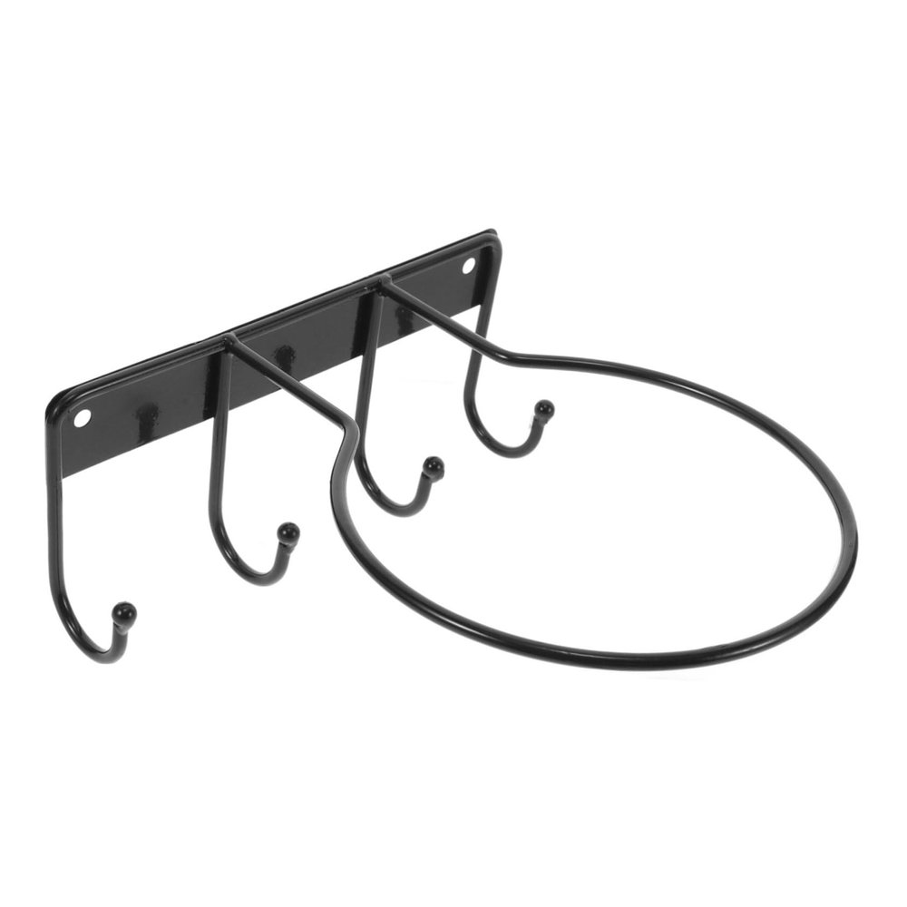 Toyvian Iron Wall-Mounted Ball Rack with 4 Hooks, Black