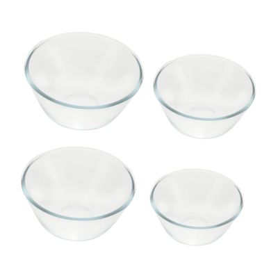 VINTORKY 4-Piece Set of Thick-Walled Clear Glass Bowls