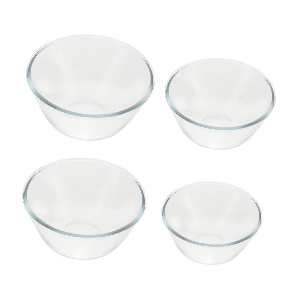 VINTORKY 4-Piece Set of Thick-Walled Clear Glass Bowls