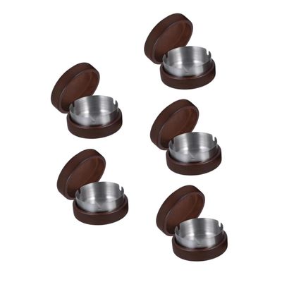SAFIGLE 5-Pack Portable Wooden Ashtrays with Lids
