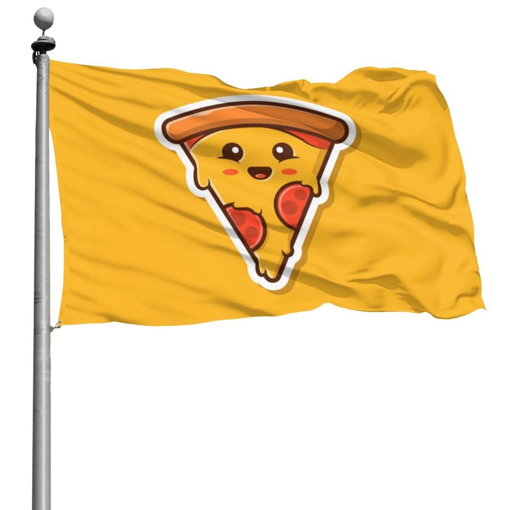Weather-Resistant Washable Garden Flag, Sliced Pizza Pie, Funny 90 x 150 cm Pirate Flag for Bar Activities and Parties