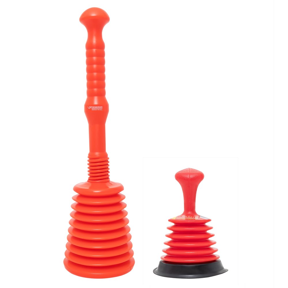ROTHENBERGER Industrial RoP Drain Plunger Set: Mini for Sinks and Showers, Maxi for Toilets