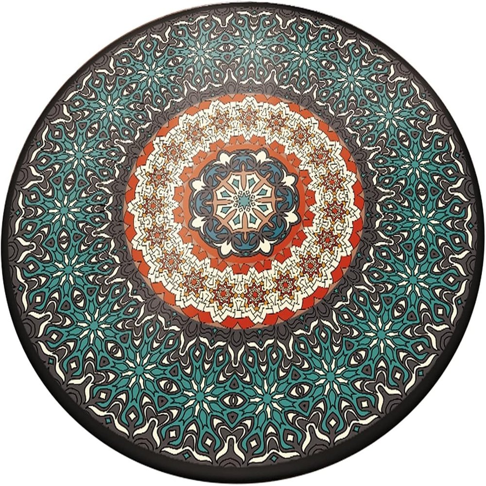 ZIUBMVDYC Washable Round Rug, Retro Country Style, 80 cm Diameter