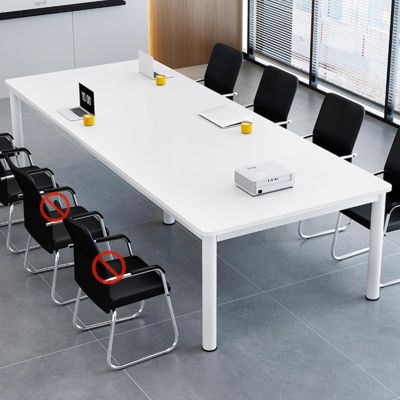 JIAOCKJIAO Conference Table, Modern Office Desk with Thick Metal Legs, White, 140 x 70 cm