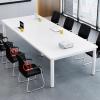 JIAOCKJIAO Conference Table, Modern Office Desk with Thick Metal Legs, White, 140 x 70 cm view 1